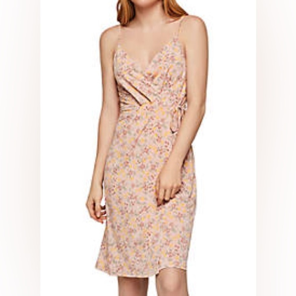 BCBGeneration Women's Rose Smoke Floral Sleeveless Wrap Dress Size S
